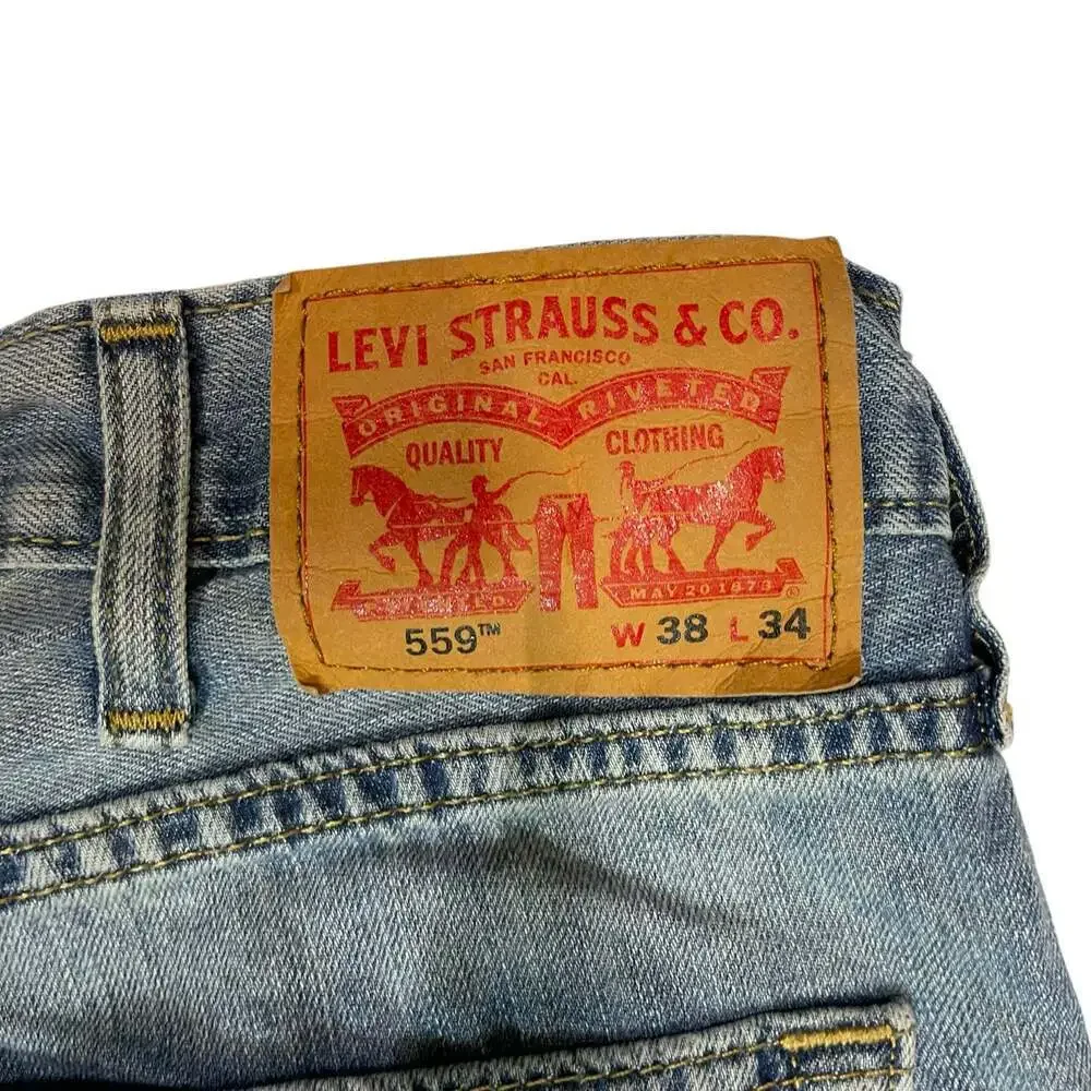 Levi’s 559 Relaxed Straight Jeans Mens 38x34 Light Wash Denim